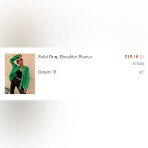 Shein drop shoulder blouse in green size m/6.